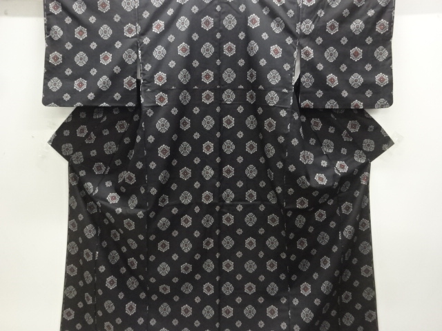 JAPANESE KIMONO / FLOWER PATTERN WOVEN TSUMUGI KIMONO ENSEMBLE